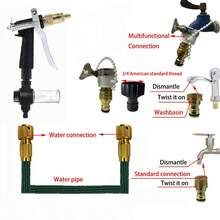 Telescopic Water Pipe, Garden Water Pipe, High-Pressure Water Gun, Car Wash Water Gun, Garden Car Wash Water Pipe, European And American Adapter, Universal Connector - A - View 8