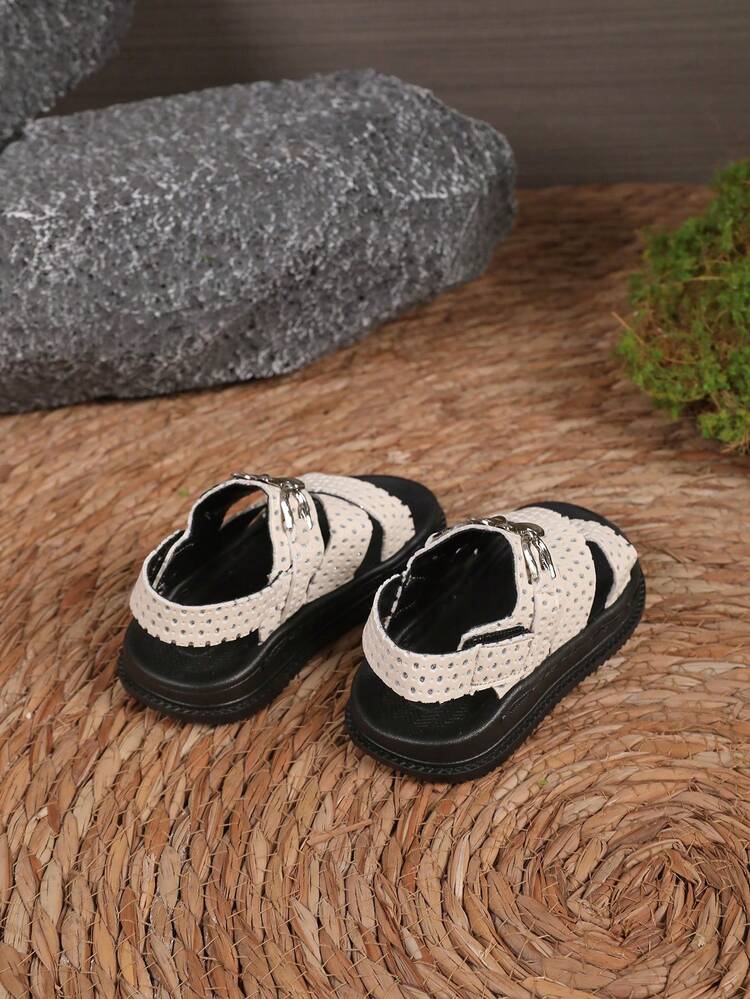 Baby Fashionable Metal Butterfly Buckle One-Strap Hook And Loop Sandals - Beige - View 5