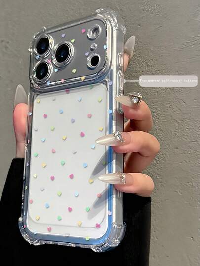 Funda de teléfono transparente con diseño de corazón de dopamina de colores lindos, cojín de aire anti-caída, protección elevada de la lente, diseño de malla anti-polvo, compatible con iPhone 17 Pro Max/17 Pro/17/16/16 Plus/16 Pro Max/15/15 Pro/15 Pro Max/14/14 Plus/15 Plus/13/13 Pro/13 Pro Max/12/12 Pro Max/Air/11 Soft Case/11 Pro Max y S25/S52 PLUS/S25 ULTRA/S24 ULTRA/S24 PLUS/24/S23/S26/S26 ULTRA/S26 PRO MAX