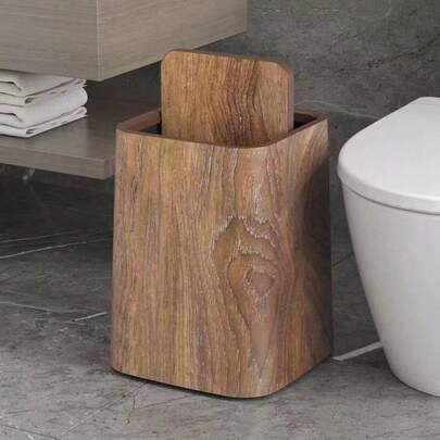 Nuevo bote de basura de gran capacidad con estilo retro chino de imitación de madera de alta gama para uso doméstico en la sala de estar, cocina, baño, hotel y casa de huéspedes
