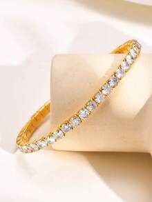 2件套奢华优雅水晶镂空四叶草网球手链套装，多层四叶草手链，日常及派对必备饰品 - 五葉花手鍊 - 查看 4