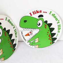 1个恐龙食物词汇学习转盘，儿童适用，“我喜欢/我不喜欢”句子构建转盘，语言学习课堂游戏教学辅助工具，教育文具，学校用品，返校季必备 - 彩色 - 查看 4