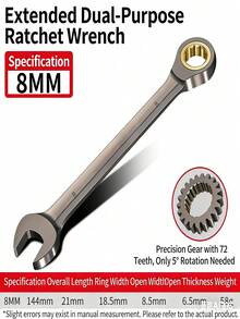 Chrome Vanadium Steel Combination Ratchet Wrench Set - Dual-Function, Quick Release, Open-End & Box-End Spanner Tools For Home & Automotive Repair - Adjustable Head Ratchet Wrench - View 18