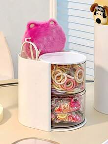 Rotating Makeup Brush Holder & Jewelry Storage Box With Dust-Proof Hairpin Compartment, Perfect For Organizing Necklaces, Earrings, Bracelets, Rings, Makeup Brushes, Hairpins, Hair Accessories And Daily Essentials, Multi-Functional Vanity Organizer, Desktop Storage Solution, Transparent Design For Easy Visibility, Bedroom Dresser Organization, Cosmetics Display Stand - Multicolor - View 12