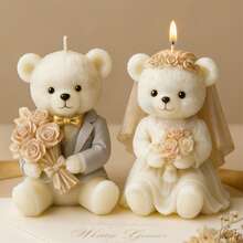 婚礼小熊蜡烛模具硅胶款 - 3D浪漫情侣熊蜡模，适用于DIY蜡烛制作、肥皂、树脂工艺品，婚礼和周年纪念礼物 - Wedding Bear - 查看 8
