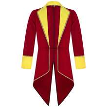 COS Halloween Carnival Coat, Retro Medieval Costume, Men's Mid-Length Punk Coat, Party Outfit, Performance Costume - Red - View 2