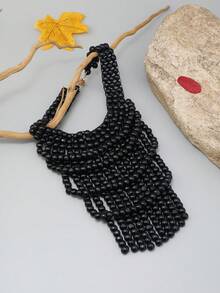 European And American Fashion Multi-Layer Long Tassel Necklace With Wooden Beads - Butterfly - View 6