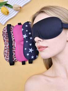 3D立体轮廓睡眠眼罩，柔软眼罩带可调节绑带，时尚印花眼罩，旅行睡眠两用 - Y - 查看 3