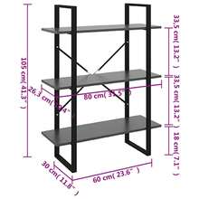 Book Cabinet Grey 80x30x105 Cm Engineered Wood - Grey - View 5