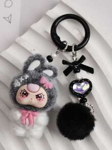 新款植绒渐变扭耳钥匙扣，时尚可爱卡通配饰包包挂饰钥匙圈 - 彩色 - 查看 5
