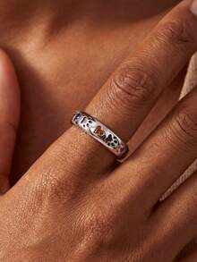 1枚宠物爪心形订婚戒指，经典马眼形单钻戒指，隐藏式光环结婚戒指，精致求婚戒指，送给女友的女士珠宝 - 銀色 - 查看 8