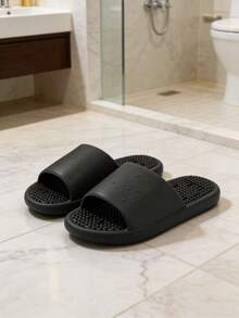 Anti-Slip Massage Slippers For Men And Women, Bathroom Waterproof Quick-Drying Soft EVA Sole Shower Sandals - Black - View 3