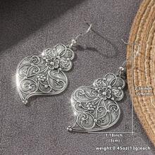 Vintage Silver-Tone Copper Earrings, Delicate Filigree Heart Shaped Earrings, Beautiful Drop Earrings, Jewelry Gift For Her - Silver - View 2