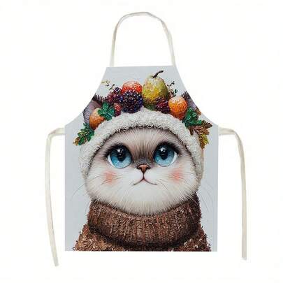 1件厨房围裙图片，围裙，适用于厨房、客厅、餐厅、酒店、户外烧烤等多种场合，100%涤纶材质，可机洗，大号围裙