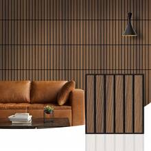 12pcs Polyester Fiber Acoustic Panels, Size 30x30x0.9cm, PVC Film Covered, 3D Cut Wall Decor Suitable For Indoor Walls And Ceilings - Walnut - View 4