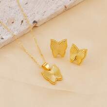 Bộ trang sức hình bướm mạ vàng 24K, dây chuyền mặt dây chuyền và bông tai tinh tế, trang sức thời trang không gây dị ứng, quà tặng lễ Phục sinh, Ngày của Mẹ, Ngày Valentine, sinh nhật, kỷ niệm, trang sức thời trang hàng ngày cho nữ, thích hợp dự tiệc, đám cưới và cô dâu. - Vàng - Xem 1