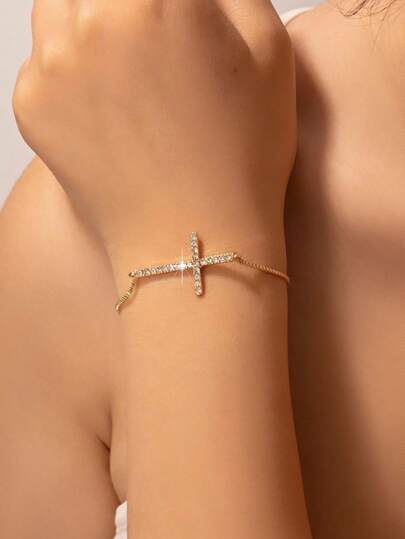 1pc Fashionable Adjustable Cross Bracelet, Minimalist & Versatile