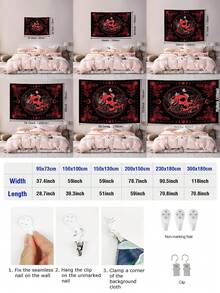 1 tấm thảm trang trí in hình đầu lâu và mặt trăng, chất liệu polyester hình vuông hiện đại, phù hợp cho phòng khách và phòng ngủ. - Nhiều màu - Xem 4