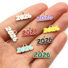 20 pièces Charms pendentif numéro d'année 2026 en émail 18x9mm pour boucles d'oreilles, colliers, bracelets. Accessoires de fabrication de bijoux DIY - 2026 - Voir 9
