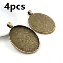 4pcs Pendant Blank Base Setting Fits 30x40mm Oval Cabochon Bezel Tray DIY Jewelry Making Accessories - 30x40mm - View 9