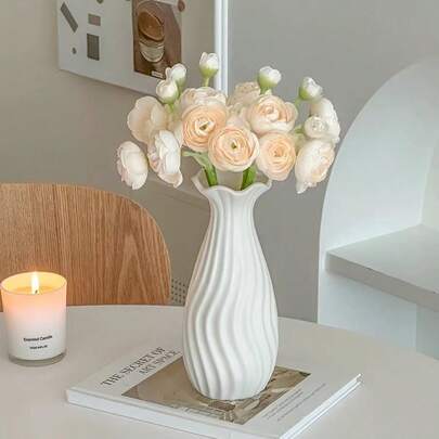 مزهرية سيراميك بسيطة للديكور، مزهرية للزهور الجافة والنباتات المائية لغرفة المعيشة وغرفة النوم، ديكور منزلي