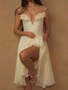 Spring Summer Dresses For Women Sun Dresses Cruise Outfit Festival Outfit Coachella Fashion Mother Daughter Matching Outfits Vacation Outfits Tropical Clothing Graduation Outfit Class Of 2026 Under Graduation Gown Outfit - 淺黃色 - 查看 2