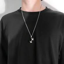 1 chiếc dây chuyền mặt hình tạ bằng thép titan chất lượng cao, được đánh bóng kỹ lưỡng, thích hợp cho trang sức thể thao. - Dây chuyền mặt dây chuyền hình quả tạ - Xem 7