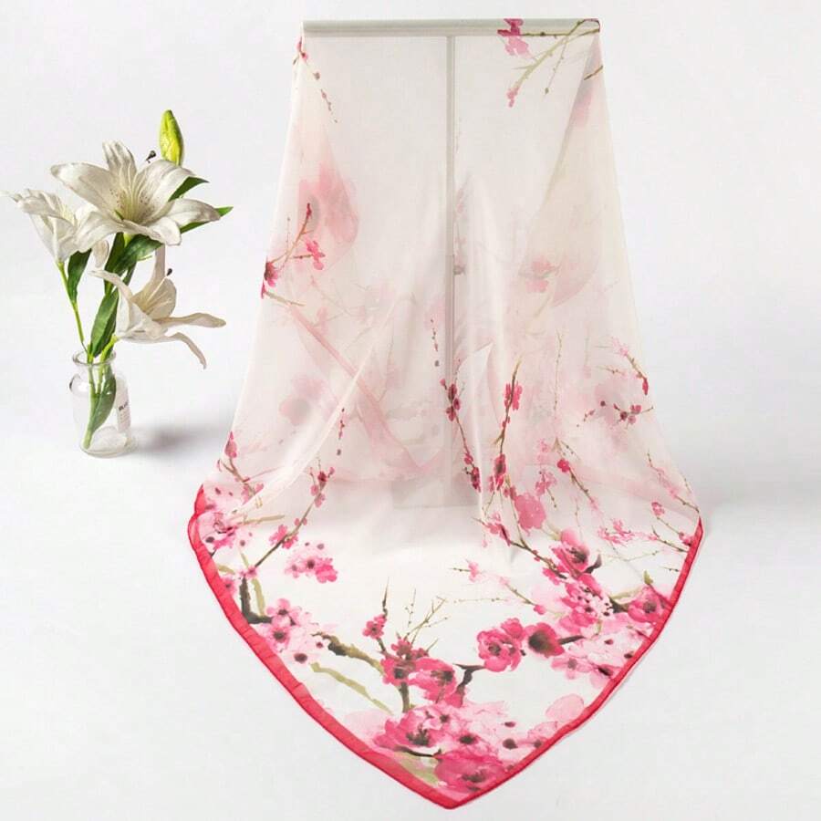 1pc Women's Fashion Bohemian Watercolor Marble Print Scarf Headwrap, Casual Street Style For Daily Wear, Suitable For All Seasons To Pair With Dresses - 白色 - 查看 1