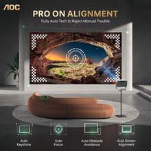 Proyector Portátil AOC 1080P con Soporte 4K, Native 1080p y soporte 4K, 8000 Lúmenes, 5G WiFi6, Bluetooth, Corrección Automática Vertical Keystone, Pantalla 300", Compatible iOS/Android, para Casa y Móvil - Gris - Ver 7