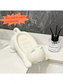 Cartoon Cat Shaped Automatic Dishwashing Liquid Tray - Light Color Plastic Bathroom Storage Box, Ideal For Storing Soap, Bathroom Organizer And Storage - White - View 3