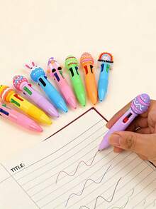 Easter-Themed Multi-Functional Ballpoint Pen - 4-In-1 Multi-Color Pen, Equipped With A Decorative Cap, Lightweight And Portable, Smooth Writing, Suitable For Schools, Offices, Party Gifts, Small And Portable, Suitable For Putting In A Pocket. - Multicolor - View 5