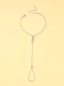1 pieza Brazalete de cadena para dedo con decoración de strass, minimalista y versátil para mujer - geometría - Ver 5