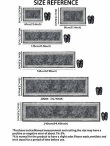 1pc Silica Gel Kitchen Mat, Deep Gray Marble Texture Center Base With Natural White Cracks, Double White Borders With Classic Greek Key Geometric Pattern, Luxurious Modern Style, Cushioned Anti-Fatigue Kitchen Carpet With Fabric Surface, Sponge Absorbent Middle Layer, And Non-Slip Rubber Bottom - Multicolor - View 3