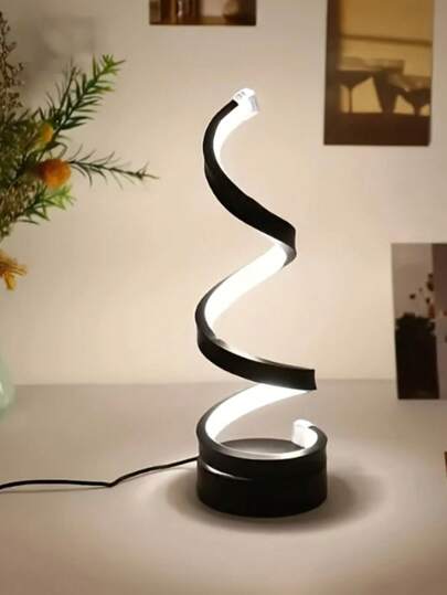 1pc LED Creative Spiral Desk Lamp, Nordic Modern Bedroom Bedside Lamp, Novelty European Style Study Lamp