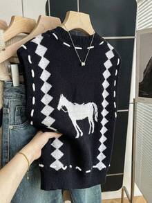 Áo khoác không tay mỏng nhẹ phối màu tương phản dành cho nữ, màu đen, thích hợp cho mùa xuân/hè. - màu đen - Xem 5
