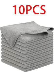 10条/5条/1条黑色灰色清洁超细纤维毛巾套装（25厘米x25厘米） - 多种数量可选，适用于厨房、浴室、家居用品 - A - 查看 9