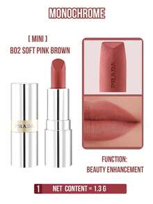 Sampel Prada Color Sensational Lipstick #B02, 1,3g. Tahan lama dan ringan, dengan hasil akhir matte yang halus, sangat berpigmen, tidak membuat bibir kering dan tidak mudah luntur, cocok untuk riasan natural sehari-hari. - Lipstik Prada Color Sensational #B02 - View 11