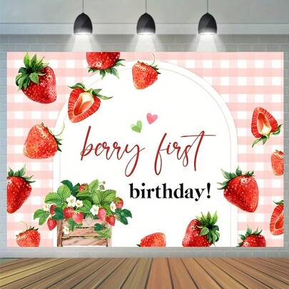 1개 수채화 베리 생일 테마 사진 배경, 공주 파티 딸기 데이지 1번째 생일 배너, 결혼식 장식, 기념일, 실내/실외 파티, 집 장식, 생일 파티 장식, 케이크 테이블 장식, 차고, 세례, 파티 플래너의 완벽한 선물, 다양한 행사를 위한 장식에 적합한 사진 소품. 다양한 크기 사용 가능, 전원 필요 없음, 사진 스튜디오 사진 소품