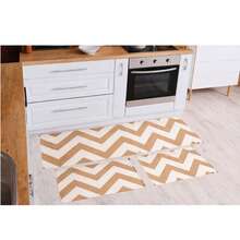 3-Piece Decorative Non-Slip Kitchen Runner Rug Set - Chevon Caramel - 查看 1