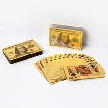 1 Hộp Bài Tây Mạ Vàng - Bộ bài PVC Chống Nước, Bài Poker Mạ Vàng Hình Tiền Đô La, Phù Hợp Cho Mọi Dịp - Đồ Dùng Tiệc Theo Chủ Đề Đa Năng, Bài Poker Nhựa PET Mạ Vàng - vàng - Xem 5