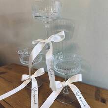 1 pieza Decoración de cinta para copa de vino de boda, cintas para la novia y dama de honor, cintas para brindar en la fiesta - A - Ver 2
