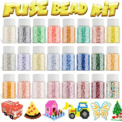 2.6mm Sundymot Fuse Beads, 1000PCS, Laser Color Series Individually Packaged, With Bottle Storage To Prevent Spilling, DIY Keychains, Jewelry Making Craft Raw Materials, Graduation Season, Back-To-School Season, Christmas, Party And Birthday Gifts, Multicolor 2.6mm Fuse Bead Bulk Refill Kit