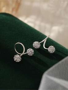 1pc S925 Sterling Silver Shiny Zirconia Ball Screw Nose Ring. Suitable For Daily Wear, Perfect Gift For Girlfriend, Mother And Sister. - Single Nose Ring - View 4