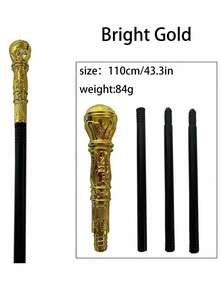 万圣节圆头电镀权杖，彩绘权杖，化妆道具，服装道具，魔杖，法老手杖，国王权杖 - 黑色 - 查看 7