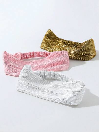 1pc Women's Shiny Casual Cute Street Style Bow Print Beach/Holiday Headband, Polyester Fiber, Versatile Daily Wear Summer Hair Accessories Beach Vacay Hair Bands