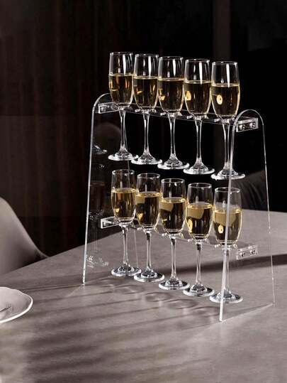 1 pieza Soporte elegante de acrílico para copas de champán, exhibidor moderno y minimalista transparente para fiestas, bodas y Navidad