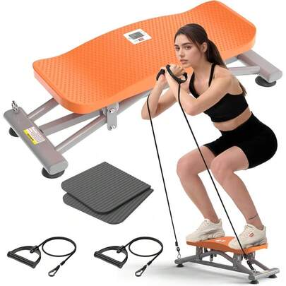 Balancing Machine For Full Body Workout,Simulated Ski Full Body Cardio Workout Equipment,Sliding Ski Simulator With Resistance Bands,Portable Twist Balance Trainer Featuring LCD Display