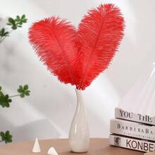 5pcs High-Quality Natural Red Feathers, Wedding Party DIY Decor Accessories, Soft & Fluffy Easy To Style, Suitable For Tabletop Floral Arrangements, Aisle Decor, Gift Wrapping, Handicrafts, And Creative Inspiration - Decorated With Red Feathers - View 4