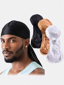 3pcs Men Minimalist Fashion Durag For Daily Life - Multicolor - View 7