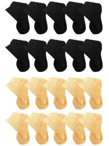 1/5/10双装 时尚女士蕾丝玫瑰花网眼袜 防滑隐形内衬袜 女式弹力舒适薄款透气短袜 柔软 - 彩色 - 查看 12